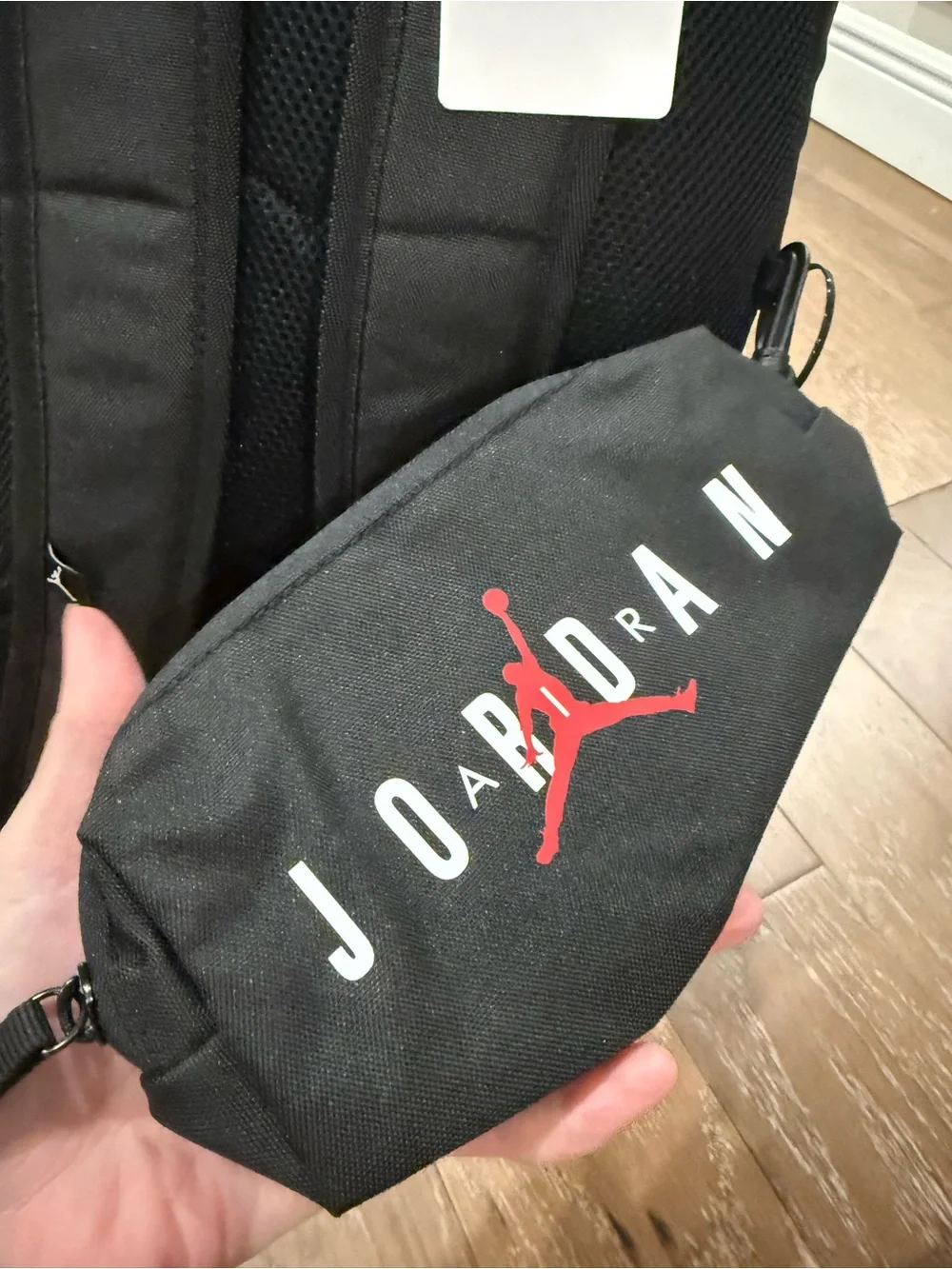 Jordan Black Red Backpack Padded Water Bottle Pocket with Pencil Bag Laptop 15”
